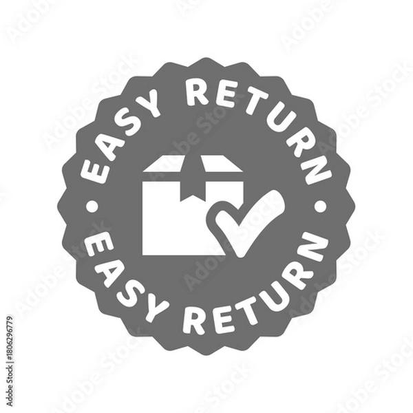 Obraz Easy return vector label. Shopping purchase returns icon sticker.