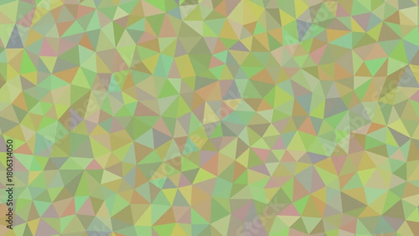 Fototapeta An abstract background of pale green, yellow, and brown triangles creates a mosaic pattern with a soft, muted, and earthy color palette