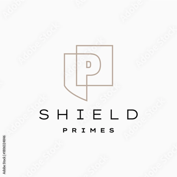 Obraz p letter shield protection security logo vector icon illustration