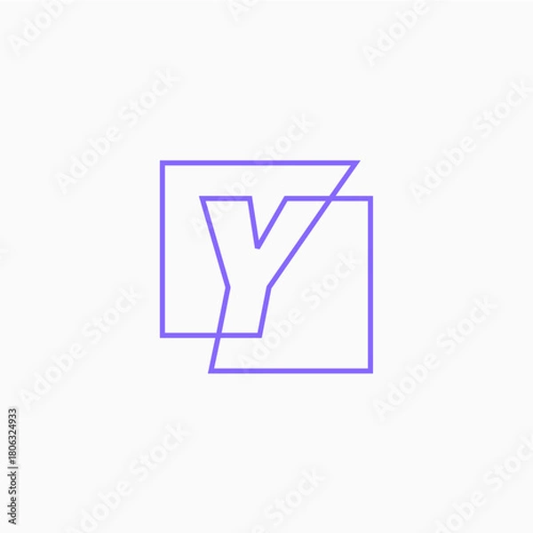 Obraz y letter mark square logo vector icon illustration