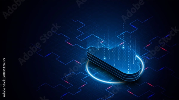 Obraz Abstract cloud technology circuit board. Large data center concept. modern cloud storage technology innovation concept background	