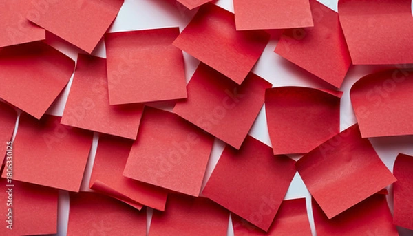 Obraz red of many different colored sticky notes blank and isolated on white or transparent
