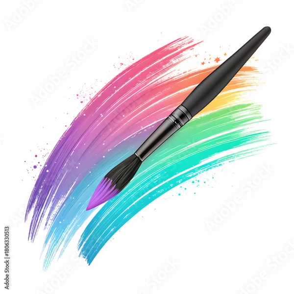 Fototapeta Vibrant Rainbow Paint Brush Stroke and Creative Color Splash Design