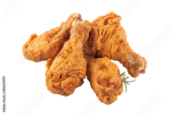 Obraz crispy fried chicken drumsticks isolated on white background