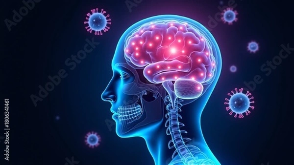 Fototapeta Neurological Impact of Viral Infection