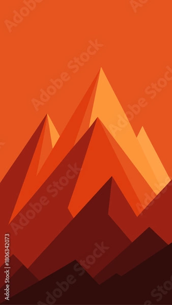 Obraz Abstract orange mountain range with sharp peaks art