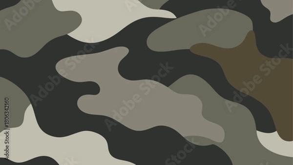 Obraz Abstract camouflage pattern with wavy shapes design