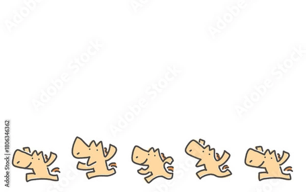 Obraz 元気に走るたくさんのかわいい子馬のフレーム　テキストスペース　余白