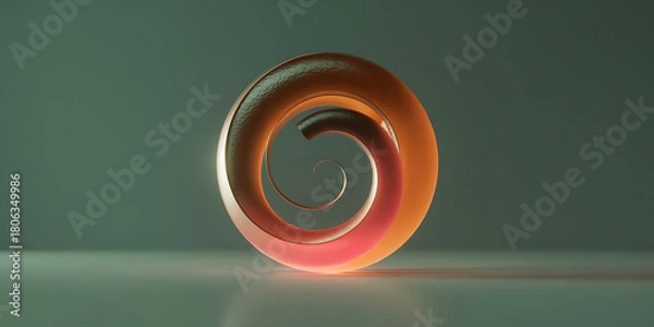 Obraz Abstract transparent spiral form in warm tones against a smooth green background