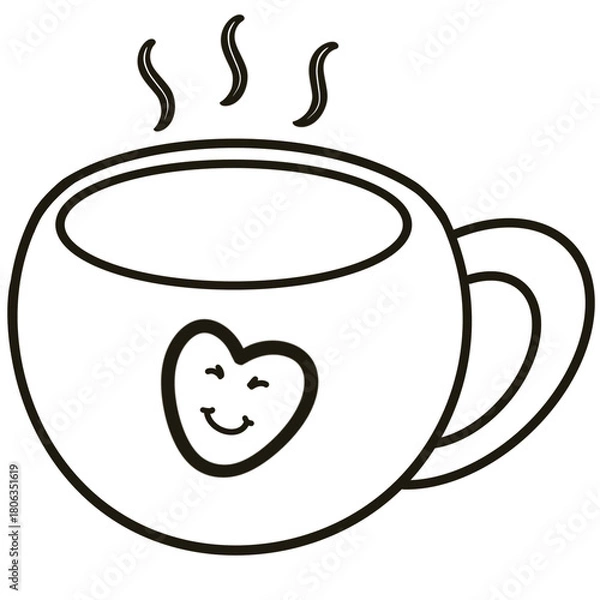 Obraz Minimalist Line black  Drawing of a Winter Christmas, Elegant Design, Cute hand drawn.