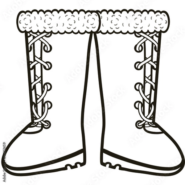 Obraz Minimalist Line black  Drawing of a Winter Christmas, Elegant Design, Cute hand drawn.