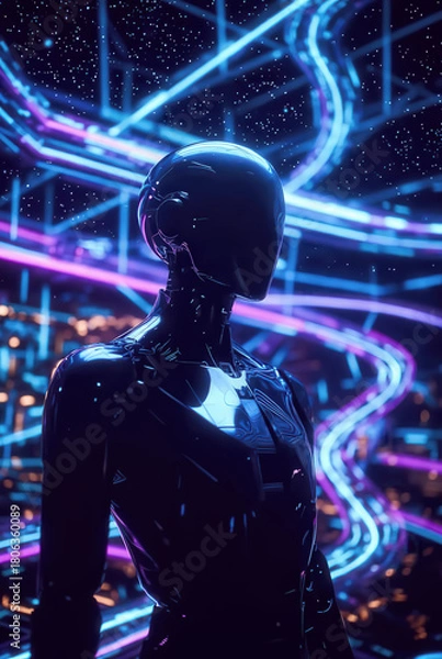 Fototapeta generative art. technologies of the future. The virtual ai image explores cyberspace