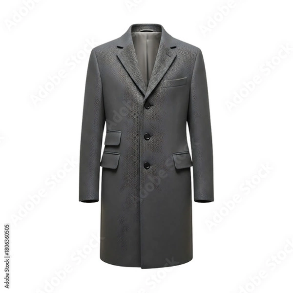 Obraz Elegant gray wool coat with textured pattern on transparent background