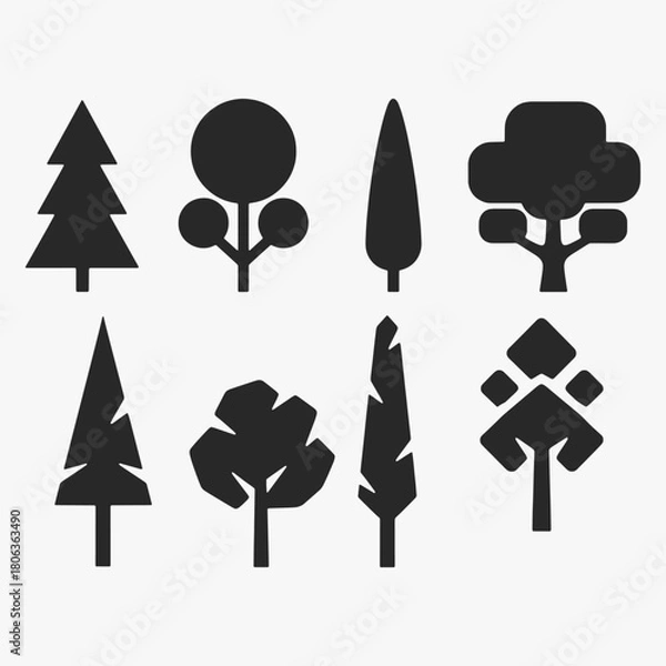 Obraz A Set of stylized tree silhouettes. each with a different shape and size.