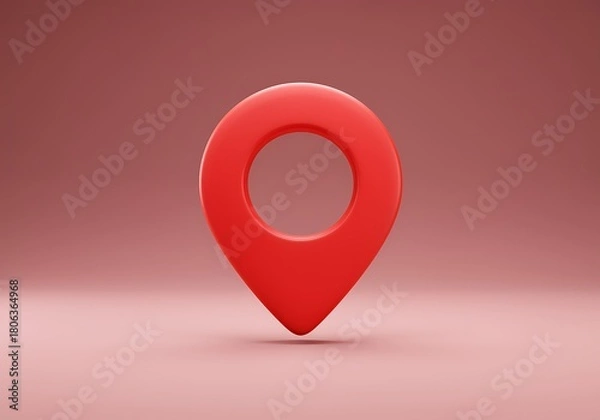 Obraz Vibrant Red Map Pin Illustration for Location Services and Navigation Apps on Soft Background