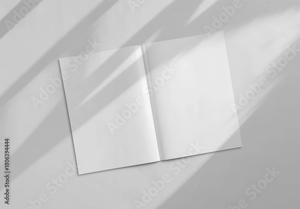 Fototapeta Open magazine Mockup on white background with soft shadows. 3D rendering