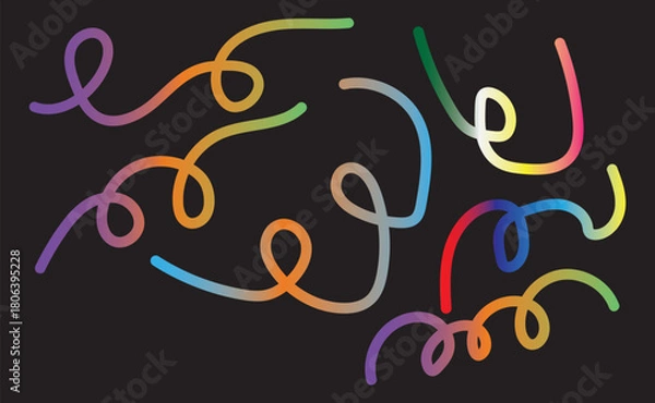 Fototapeta Colorful Gradient Ribbon Flow Background with Soft Waves and Abstract Geometric Shape Layers