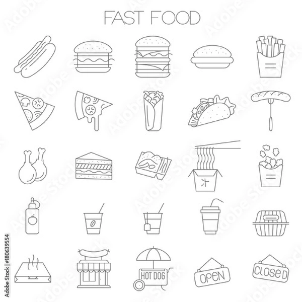 Fototapeta fast food vector icon set