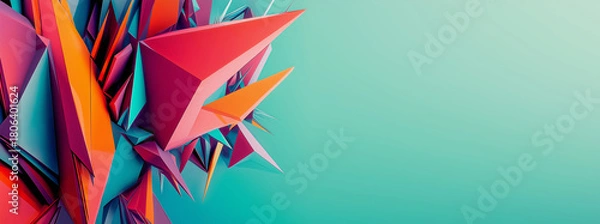 Fototapeta Blue, pink and purple glossy spiky wallpaper with abstract shapes. Background with curvy organics spikes. Generative ai