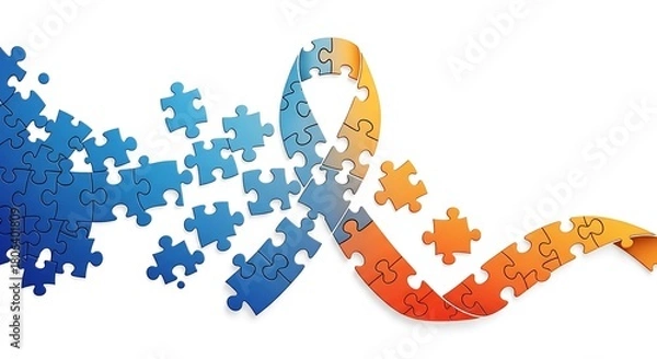 Obraz 
Minimalist line art illustration of a single orange ribbon entwined with a continuous