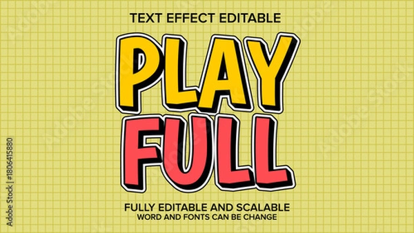 Obraz play full cartoon style text effect editable