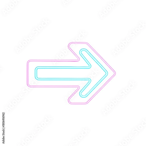 Fototapeta Bright white arrow pointing to the right with a subtle glowing outline effect