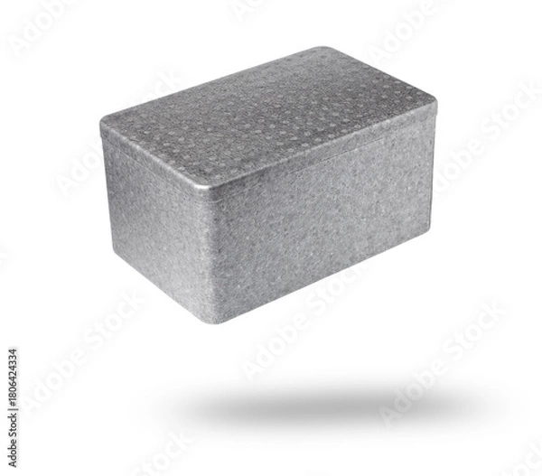 Fototapeta gray styrofoam box with lid isolated on white background