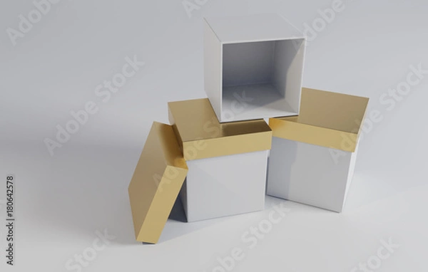 Fototapeta 3d render of boxes on a background