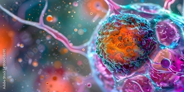 Obraz Cancer Cell Microscopic View Biology Medical Science Copy-Space Left