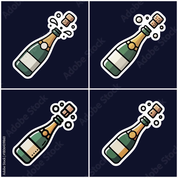 Fototapeta Champagne bottles popping with transparent background