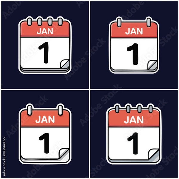 Obraz January first calendar with transparent background
