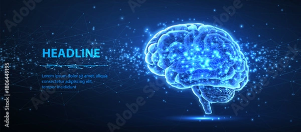 Fototapeta Brain. Artificial intelligence, Brain science, Nervous system, Human mind, Neurology network, Modern education, Medicine technology, AI system concept. 3d vector illustration

