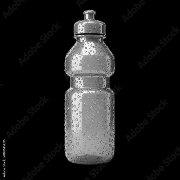 Fototapeta Bottle of water with a silver cap and a silver body. isolated illustration on  transparent background PNG