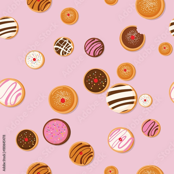 Fototapeta Hanukkah doughnut, Jewish holiday symbol. sweet traditional bake. seamless pattern