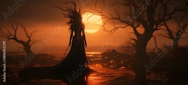 Fototapeta silhouette of High Elf ,generative AI