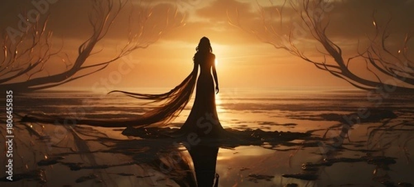 Fototapeta silhouette of High Elf ,generative AI