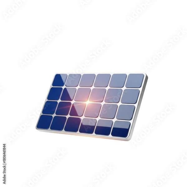 Fototapeta Solar panel with a blue square on it. isolated illustration on  transparent background PNG