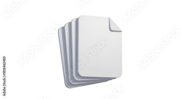 Fototapeta Stack of white paper with a white border. isolated illustration on  transparent background PNG