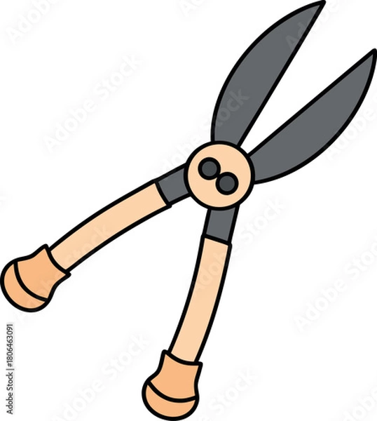 Fototapeta Hand Drawn Pruning Shears Illustration for Gardening