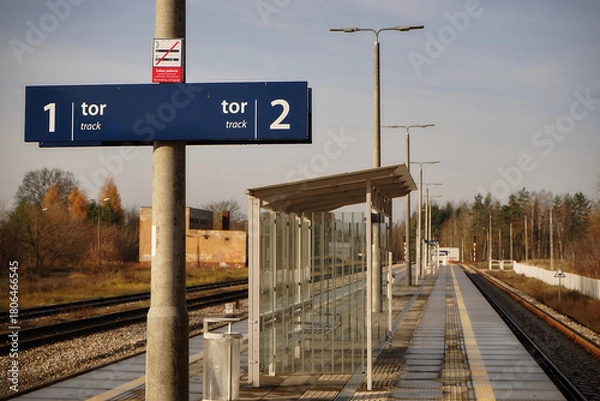 Fototapeta kolej,tablica informacyjna 