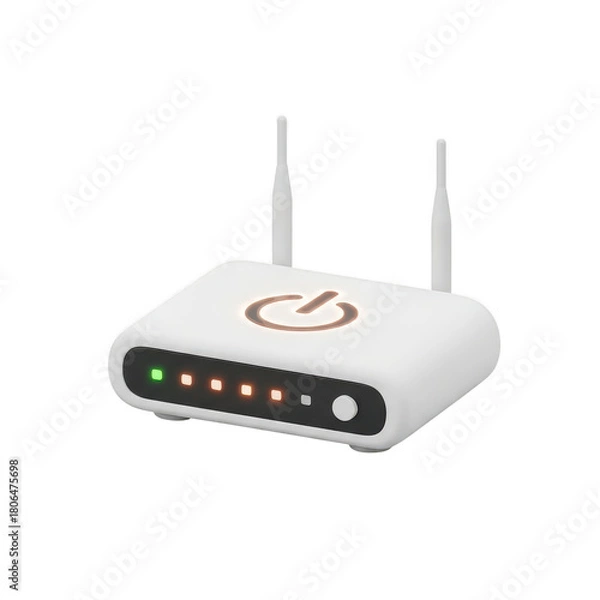 Fototapeta White device with a green light on it. isolated illustration on  transparent background PNG