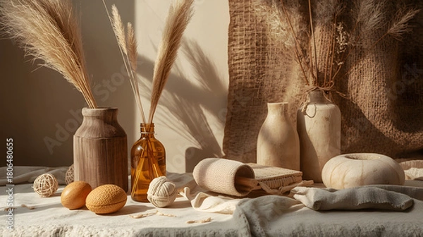 Obraz still life with bread and milk