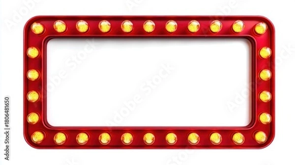 Fototapeta Retro marquee sign with glowing lights and a blank white space for text