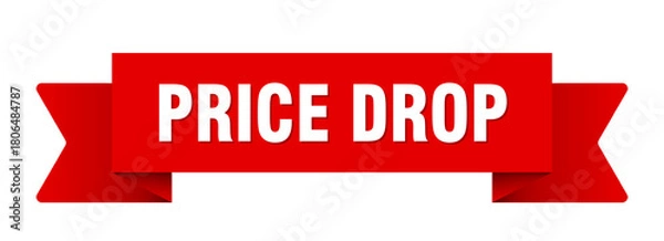 Fototapeta price drop ribbon isolated on transparent background. price drop ribbon