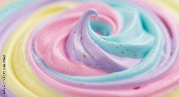 Fototapeta Abstract Multicolored Swirl of Smooth Texture with Delicate Highlights, Featuring Pastel Shades, Gentle Curves, and a Soft, Dreamy Aesthetic.