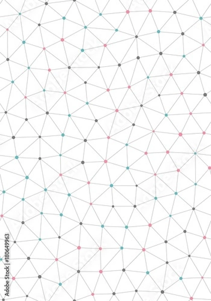 Obraz Vector seamless pattern. Irregular linear grid with circles in nodes.. White background. Vector repeating texture.