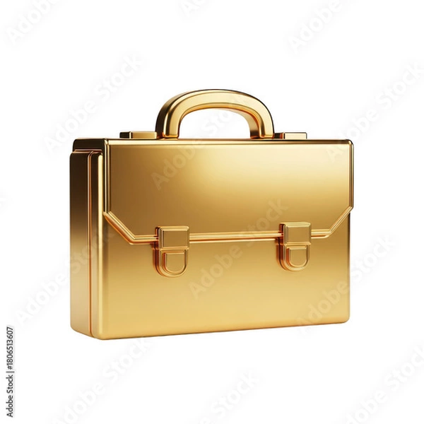 Fototapeta Gold briefcase with a gold handle. isolated illustration on  transparent background PNG