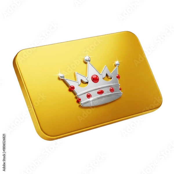 Fototapeta Gold coin with a crown on it. isolated illustration on  transparent background PNG
