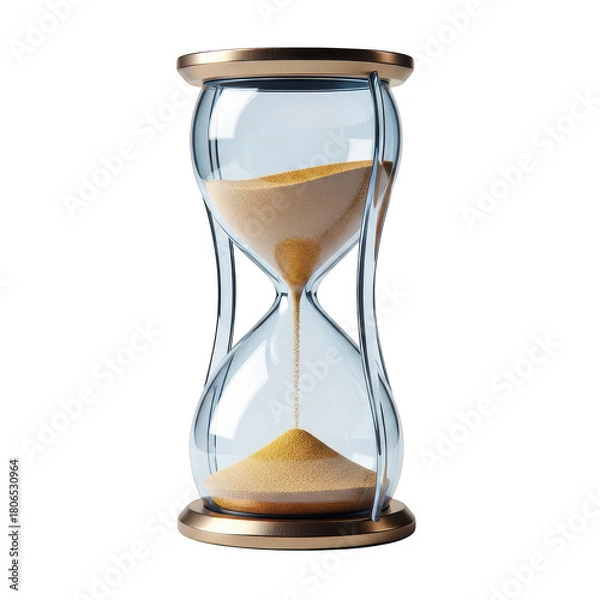 Fototapeta Sand timer with a gold sand inside. isolated illustration on  transparent background PNG