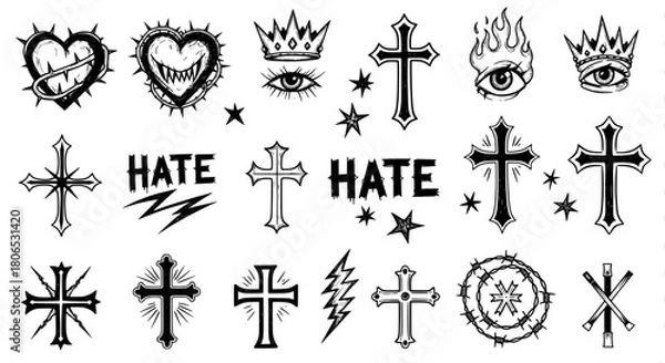 Obraz Gothic sticker pack with dark symbols